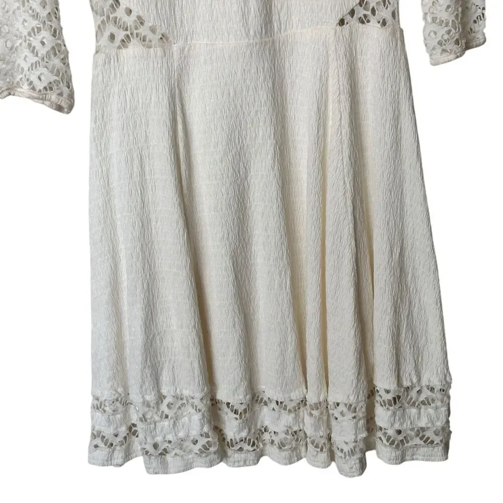 Free People To the Point Dress M White Lace Mini